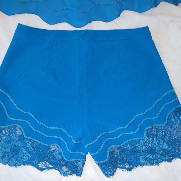 NEW La Perla Desert Rose Blue Organza Pyjama Top & Bottom With Lace & Embroidery - Picture 12 of 16